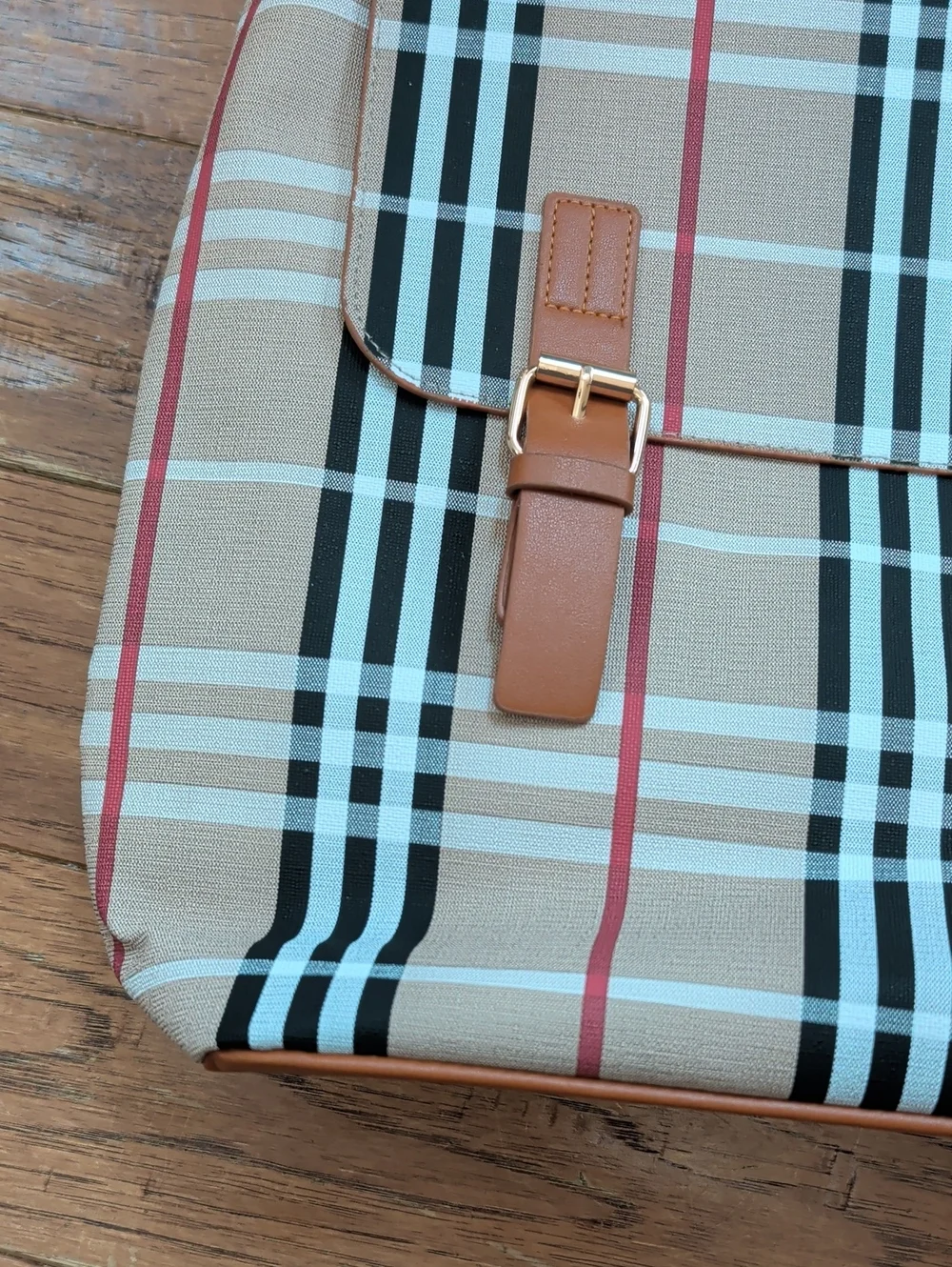 Loulo Bags Plaid Tan Pvc Backpack with Faux Leather Trim